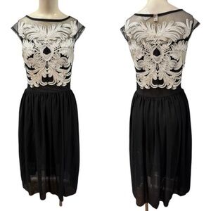 Ho,Woman,Dress Japones Formal,Black-White,Size 10,Cap sleeve,Zipper,Presses.!